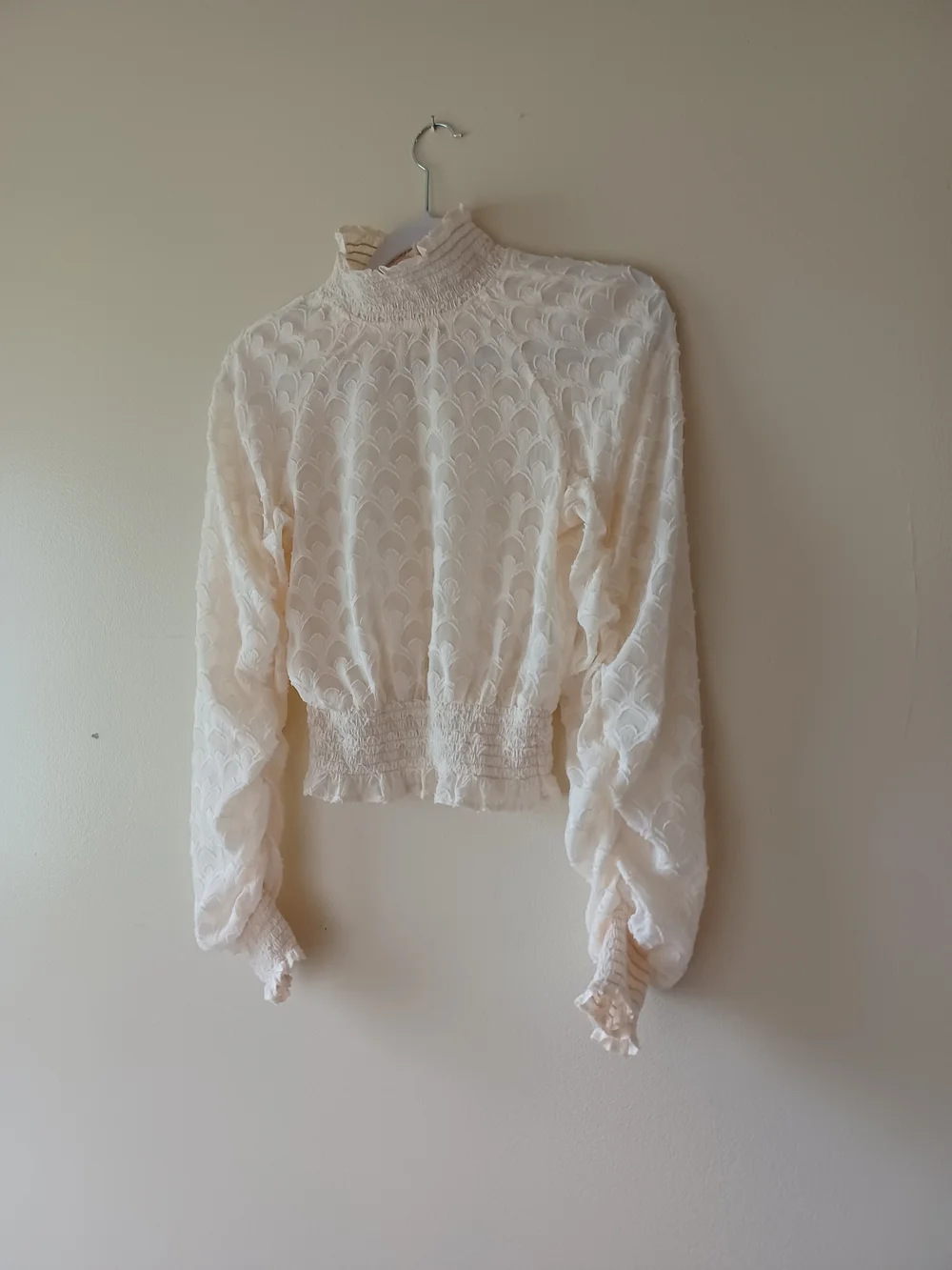 H&M Cream Turtleneck  Semi- Sheer Blouse Size 2